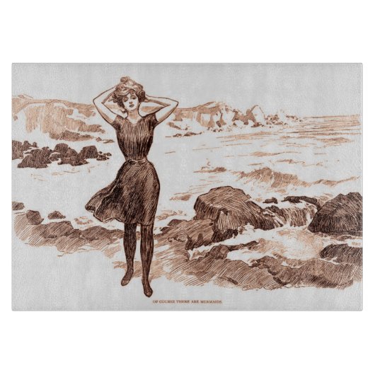 Mermaid Beach Gibson Girl Victoriaans Antiek Snijplank (Voorkant)