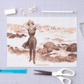 Mermaid Beach Gibson Girl Victoriaans Antiek Tissuepapier (Craft)