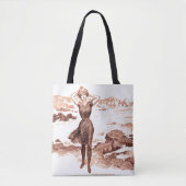Mermaid Beach Gibson Girl Victoriaans Antiek Tote Bag (Voorkant)