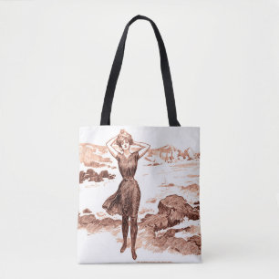 Mermaid Beach Gibson Girl Victoriaans Antiek Tote Bag