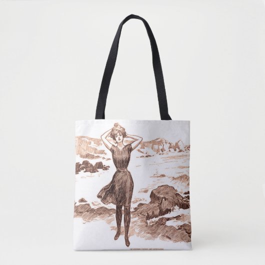 Mermaid Beach Gibson Girl Victoriaans Antiek Tote Bag (Voorkant)