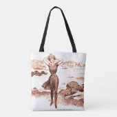 Mermaid Beach Gibson Girl Victoriaans Antiek Tote Bag (Achterkant)