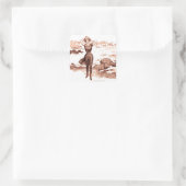 Mermaid Beach Gibson Girl Victoriaans Antiek Vierkante Sticker (Tas)