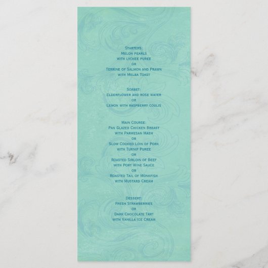 Mermaid Beach Kust Wedding Menu (Achterkant)
