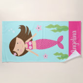 Mermaid Beach Towel | Bruin haar Strandlaken (Voorkant)