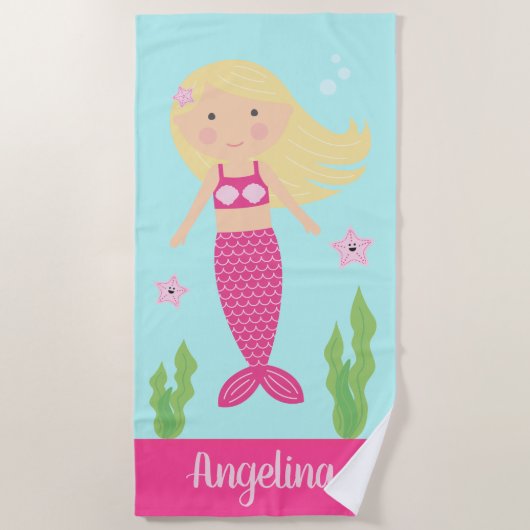 Mermaid Beach Towel | Lichte londe haar Strandlaken (Voorkant)