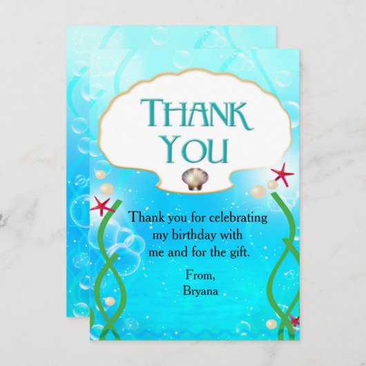 Mermaid Beach under the Zee Party Bedankt Kaart (Voorkant / Achterkant)