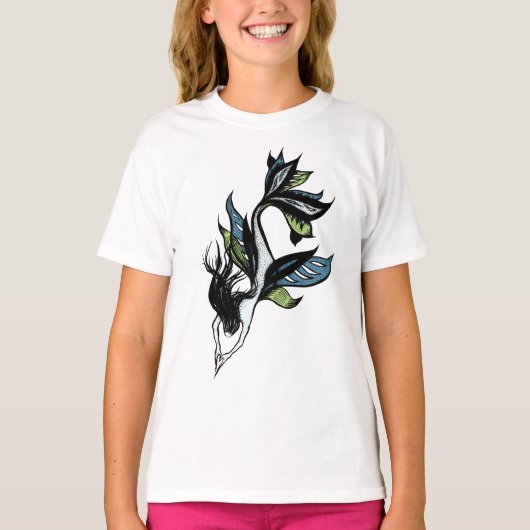 Mermaid Beauful Hand-tekening Fantasy Art T-shirt (Voorkant)