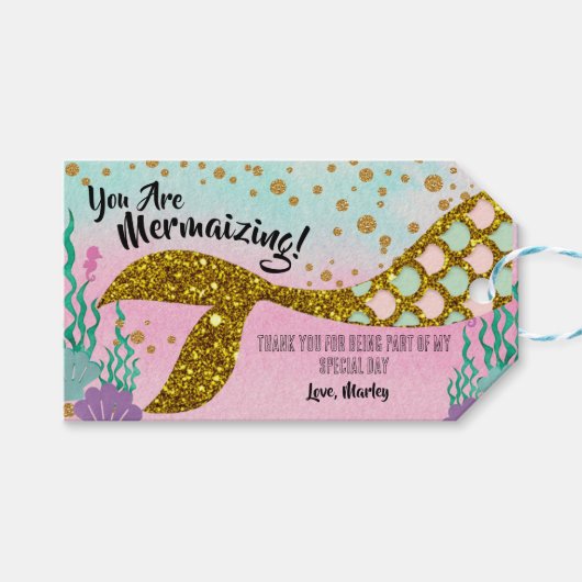 Mermaid Bedankt Label Cadeaulabel (Voorkant (Horizontaal))