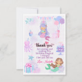 Mermaid Bedankt Verjaardagslabel voor goody bags (Voorkant)