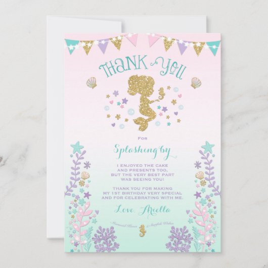 Mermaid Bedankt voor je creditcard onder Zee Dank  (Voorkant)