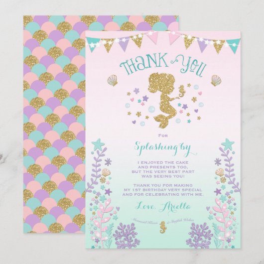 Mermaid Bedankt voor je creditcard onder Zee Dank  (Voorkant / Achterkant)