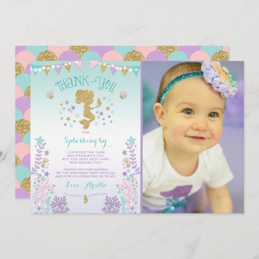 Mermaid Bedankt voor je creditcard onder Zee Dank  (Voorkant / Achterkant)