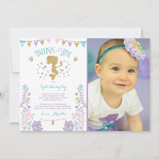 Mermaid Bedankt voor je creditcard onder Zee Dank  (Voorkant)