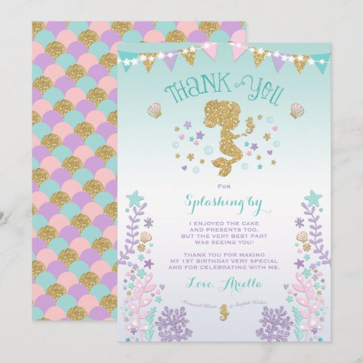 Mermaid Bedankt voor je creditcard onder Zee Dank  (Voorkant / Achterkant)