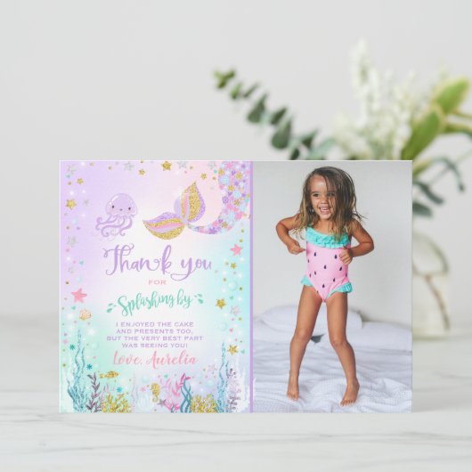 Mermaid Bedankt voor je creditcard onder Zee Dank (Staand voorkant)