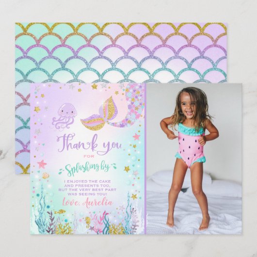 Mermaid Bedankt voor je creditcard onder Zee Dank  (Voorkant / Achterkant)