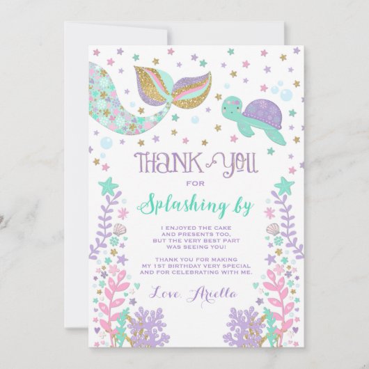 Mermaid Bedankt voor je creditcard onder Zee Dank  (Voorkant)