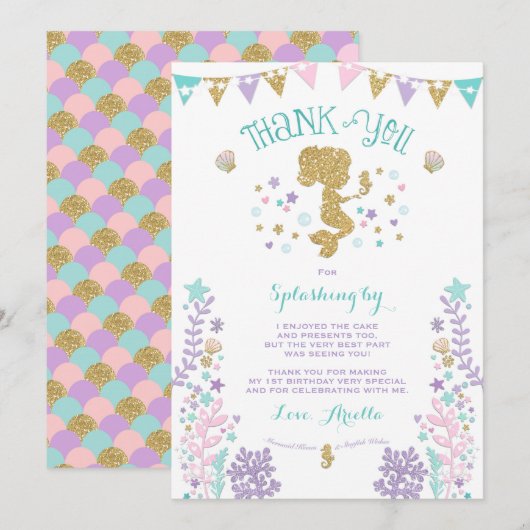 Mermaid Bedankt voor je creditcard onder Zee Dank  (Voorkant / Achterkant)