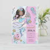 Mermaid Bewerkbare Onder De Zee 5e Verjaardag Kaart (Staand voorkant)