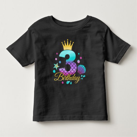 Mermaid Birthday 3rd Birthday Kinder Shirts (Voorkant)
