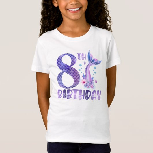 Mermaid Birthday 8th Birthday T-shirt (Voorkant)
