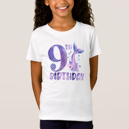 Mermaid Birthday 9th Birthday T-Shirt (Voorkant)