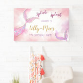 Mermaid Birthday Backdrop Girl Birthday Spandoek (Insitu)