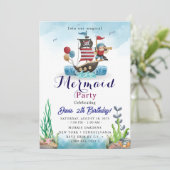 Mermaid Birthday Bash Kaart (Staand voorkant)