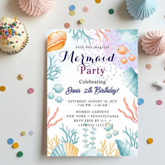 Mermaid Birthday Bash Kaart