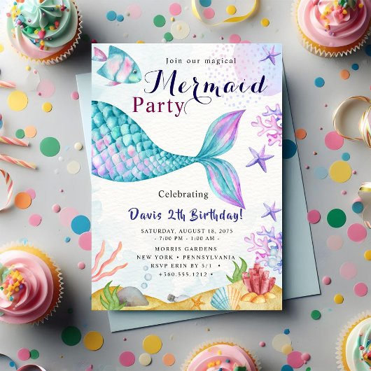 Mermaid Birthday Bash Kaart