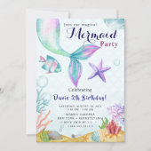 Mermaid Birthday Bash Kaart (Voorkant)