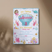 Mermaid Birthday Bash Party bewerkbare uitnodiging