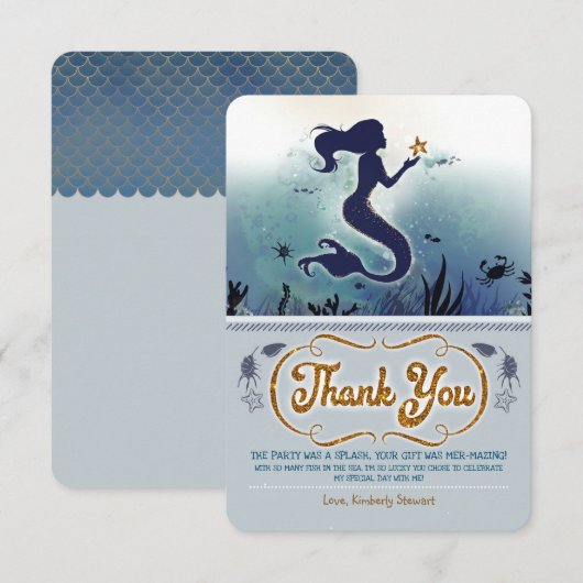 Mermaid Birthday Bedankt (Voorkant / Achterkant)