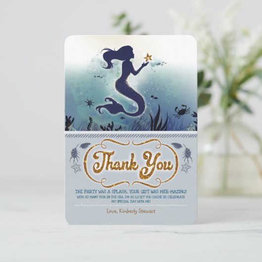 Mermaid Birthday Bedankt (Staand voorkant)