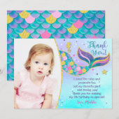 Mermaid Birthday Bedankt voor je kaarten (Voorkant / Achterkant)