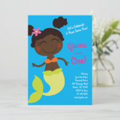 Mermaid Birthday Black African American Kaart (Staand voorkant)