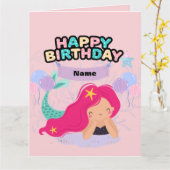Mermaid Birthday Design – Onderwater cadeaubon Kaart (Gele Bloem)
