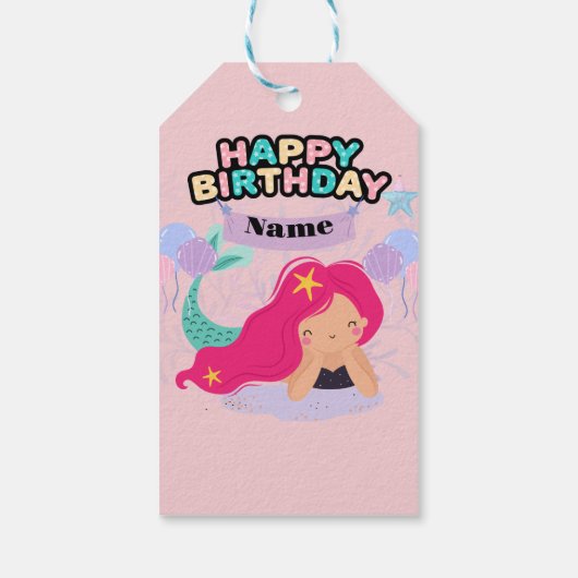 Mermaid Birthday Design - Onderwater Cadeaulabel (Achterkant)