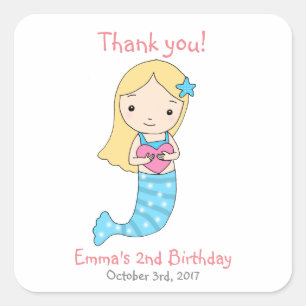 Mermaid Birthday Favor Sticker mermaid Party Favor