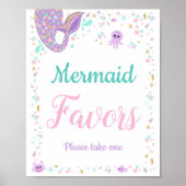 Mermaid Birthday Favors Baby shower Sign Poster (Voorkant)