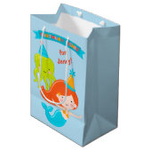 Mermaid Birthday Fishing Personalized Medium Cadeauzakje (Voorkant Gekanteld)