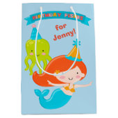 Mermaid Birthday Fishing Personalized Medium Cadeauzakje (Voorkant)