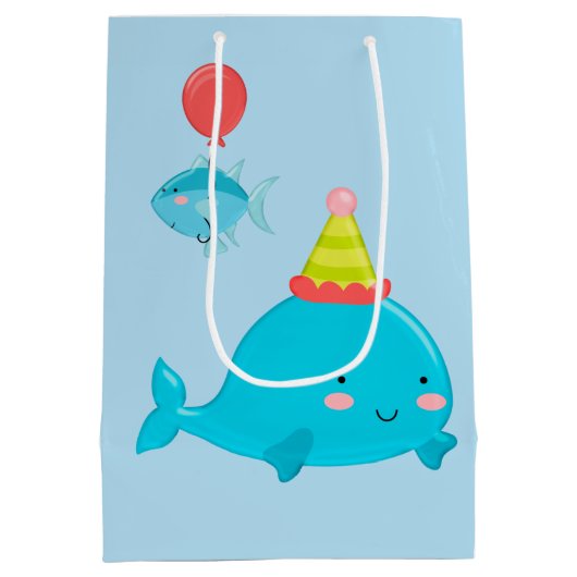 Mermaid Birthday Fishing Personalized Medium Cadeauzakje (Achterkant)
