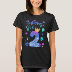 Mermaid Birthday Girl 2 jaar oud en 2 jaar oud T-shirt