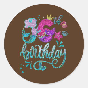 Mermaid Birthday Girl 6 jaar oud meisje van 6 dage Ronde Sticker