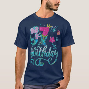 Mermaid Birthday Girl 7 jaar - 7-jarig meisje Em T-shirt