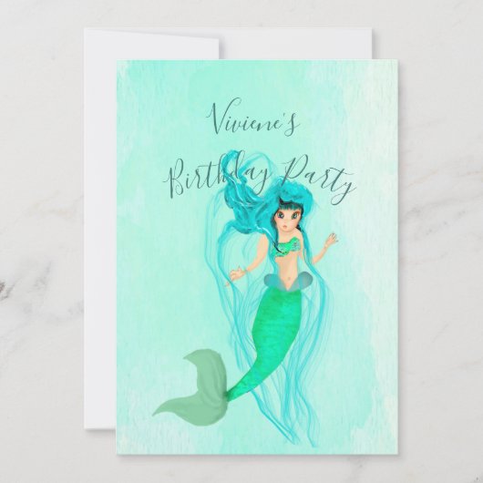 Mermaid Birthday Green Mermaid Tail Girly Kaart (Voorkant)