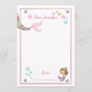 Mermaid Birthday guestbook cards Time Capsule Girl Kaart