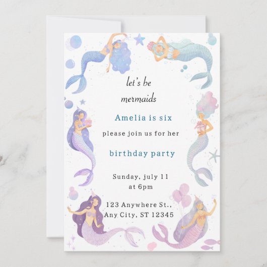 Mermaid Birthday Invitation Bedankkaart (Voorkant)
